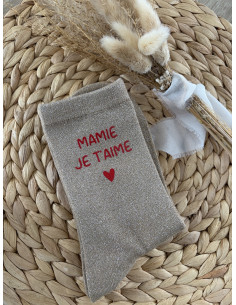Chaussettes mamie personnalisées doré Mamie je t’aime – cadeau mamie original