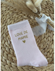 Chaussettes mamie personnalisées doré Mamie je t’aime – cadeau mamie original 2