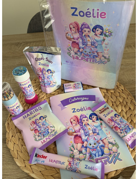 Sac personnalisé k pop démon hunter gourmand enfant avec chocolats et surprises – Prénom et thème au choix