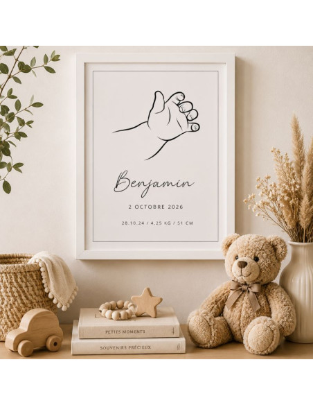 Cadre souvenir naissance minimaliste – Décoration chambre bébé