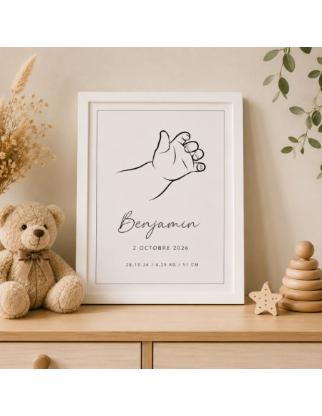 Cadre souvenir naissance minimaliste – Décoration chambre bébé
