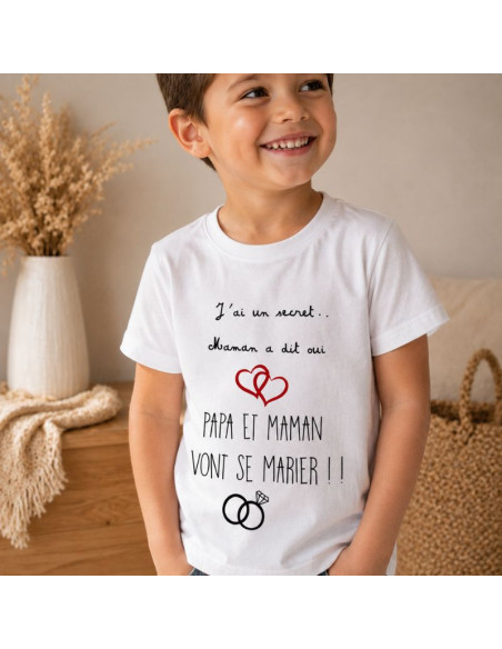 T-shirt enfant “Papa et maman vont se marier”