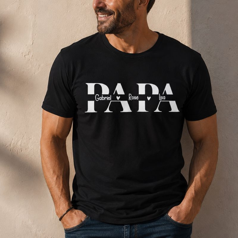 T-shirt personnalisé papa avec prénoms