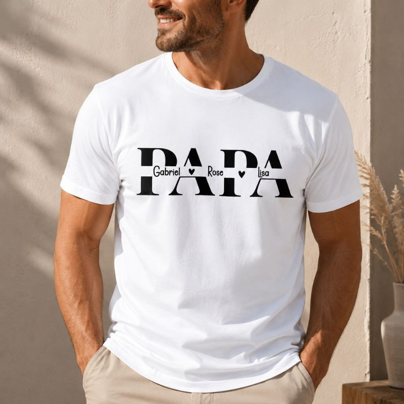 T-shirt personnalisé papa avec prénoms