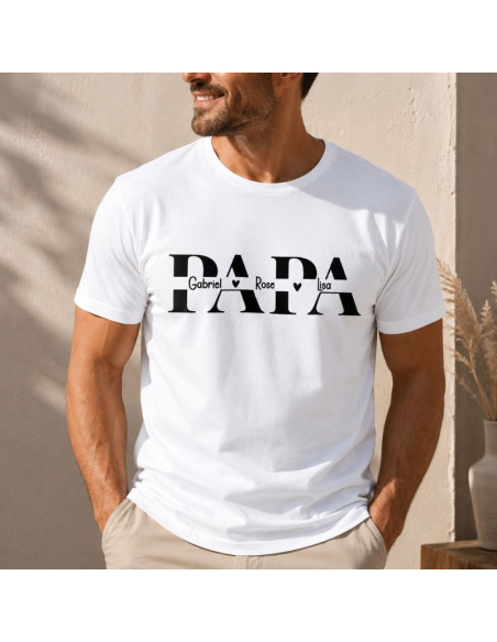 T-shirt personnalisé papa avec prénoms