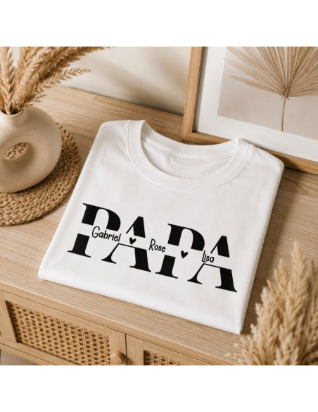 T-shirt personnalisé papa avec prénoms