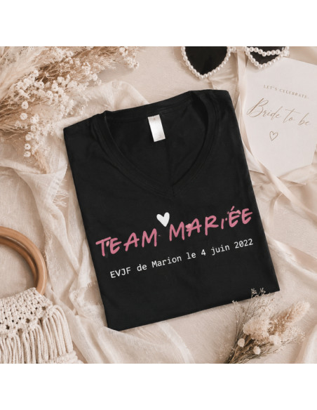 Tee-shirt EVJF personnalisé Team Mariée – Tee-shirt enterrement de vie de jeune fille bohème chic – Cadeau future mariée
