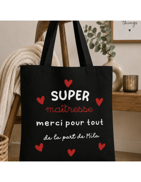 Tote bag maîtresse personnalisé – Merci pour tout