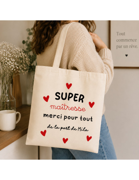 Tote bag maîtresse personnalisé – Merci pour tout