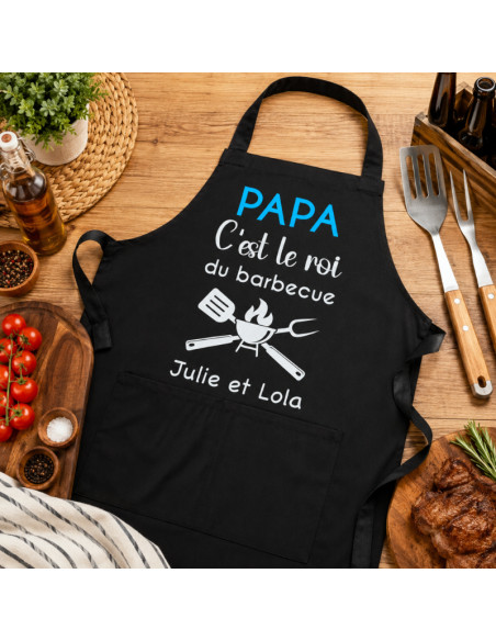 Tablier personnalisé « Papa c'est le roi du barbecue »