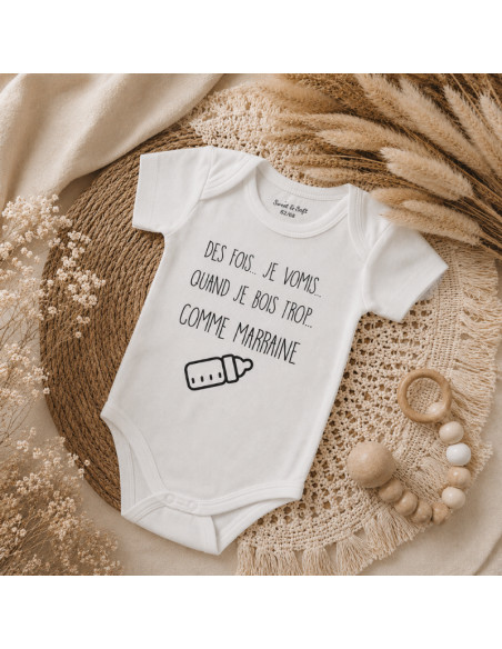 Body bébé humoristique personnalisé – Des fois je vomis quand je bois trop comme ma/mon ...