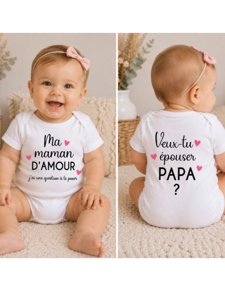 Body bébé "Veux-tu épouser Papa ?" – Demande en mariage originale
