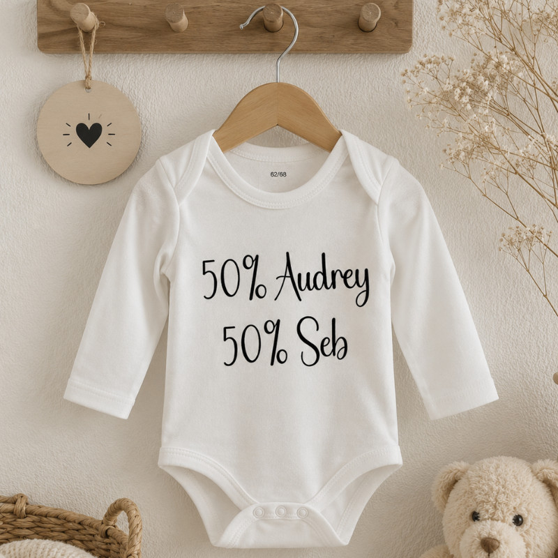Body bébé personnalisé 50% papa 50%...
