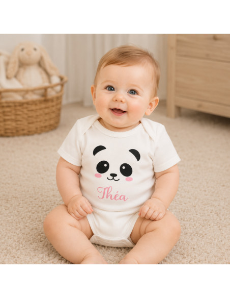 Body bébé panda personnalisé – Body naissance original et tendre