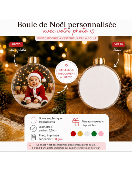 Boule de Noël personnalisée avec votre photo