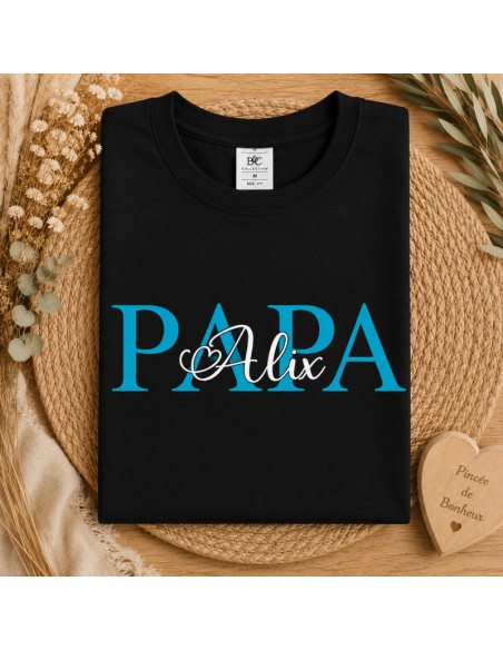 T-shirt Papa Personnalisé avec Prénom Enfant | Cadeau Papa | T-shirt Fête des Pères | Papa d’Amour | Cadeau Naissance