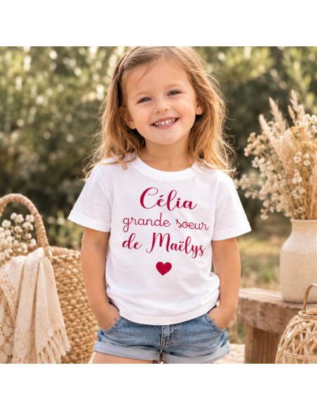 T-shirt Grande Sœur personnalisé avec prénoms