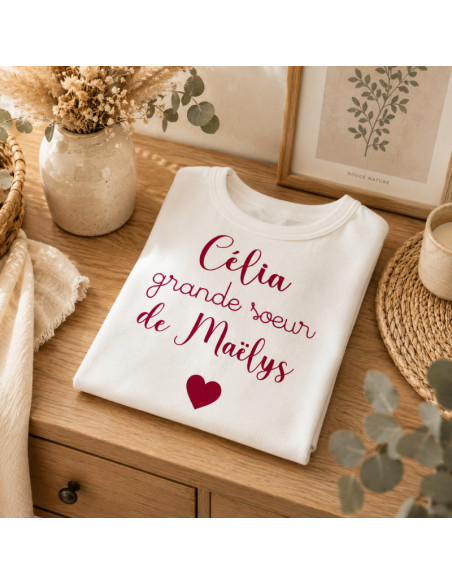 T-shirt Grande Sœur personnalisé avec prénoms