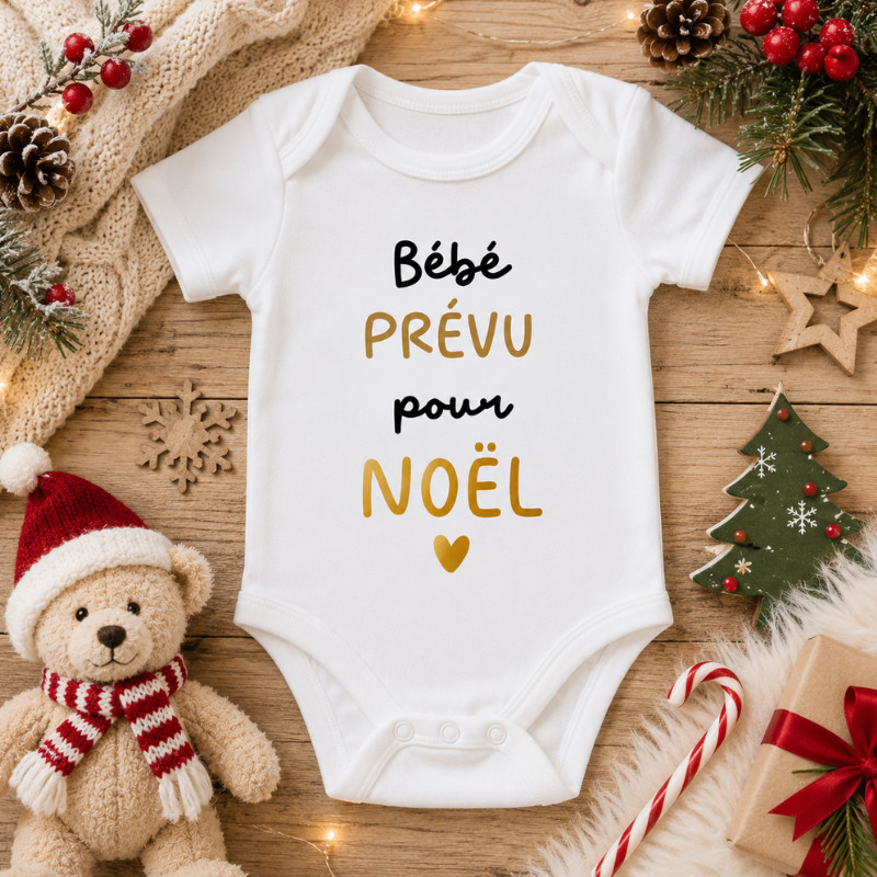 Body bébé « Bébé PRÉVU pour NOËL » –...
