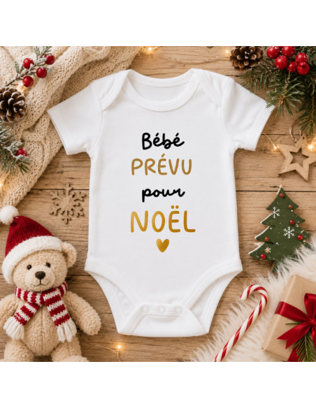 Body bébé « Bébé PRÉVU pour NOËL » – Annonce grossesse de Noël