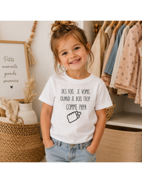 T-shirt enfant personnalisé des fois je vomis – Cadeau original