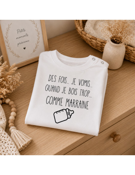 T-shirt enfant personnalisé des fois je vomis – Cadeau original