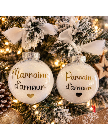 Boule de Noël Personnalisée « … d’amour » – Prénom ou Surnom