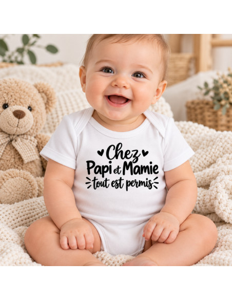 Body bébé « Chez Papi et Mamie, tout est permis »