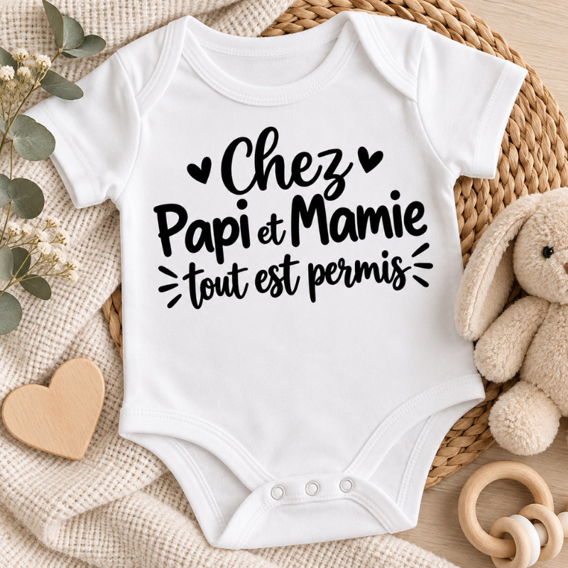Body bébé « Chez Papi et Mamie, tout...